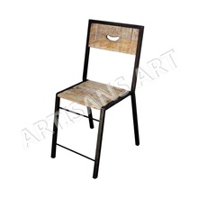 Rustic Metal wood Stackable Dining Chair