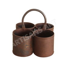 Vintage Rustic Tribal Iron Serving Pot, Feature : Antique, Multiuse, Strong, Storage etc