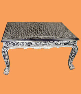 Moroccan Style Camel Bone Inlay Coffee Table