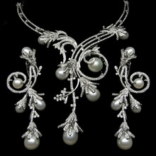 K. Gems Diamond Pearl Necklace Set, Gender : Women's