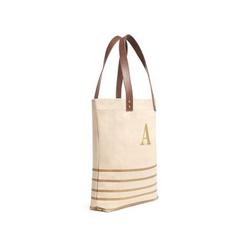 Leather handle canvas tote bags, Gender : Women