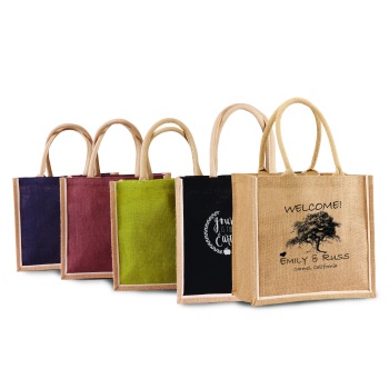 Recyclable material tote shopping jute bag, Style : Rope Handle