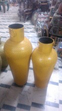 Iron Emboze Painted flower vases/ flower pot, Color : yellow