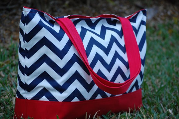 Customized Canvas chevron tote bag, Style : Rope Handle