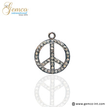 Handmade Silver Diamond Peace Charm Pendant