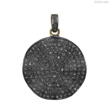 Silver Jewelry Pave Diamond Disc Pendant