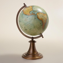 Antique Green Globe with Metal Stand