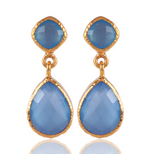 Onyx Gemstone Gold Plated Brass Earring Jewelry