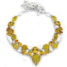 Jewels Artisan Yellow Stone Silver Necklace, Style : Classic