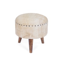 Wooden Upholstered Round Stool