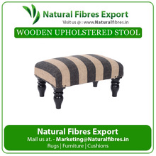 Wool Jute Rug Upholstered Footstool