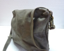 Gray Soft Leather Sling Bag
