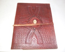 Handmade Leather Journal With Stone, Color : Brown