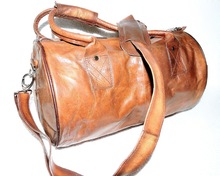 Round Leather Duffel Bag