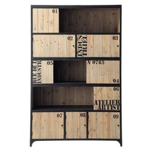 Wooden Bookshelf Sliding Doors Bookcase, Color : Dual Tone Finish