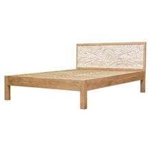  Carved Headboard Double Bed, Color : Distressed Finish