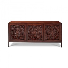 Wooden Three Doors Carved Sideboard