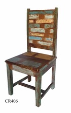 recycled wooden multi colour dinning chair
