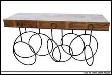 INDUSTRIAL IRON WOODEN MARBLE TOP TABLE