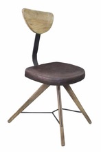 INDUSTRIAL WOODEN LEATHER DINING CHAIR