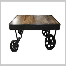 Iron Wooden Cart Coffee Table