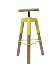 IRON WOODEN STOOL WITH ADJUSTABLE SEAT, Size : 45(D)X77(H)X79(W)CM