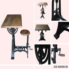 Iron Wooden Table With Stool