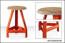 WOODEN COLOURFULL IRON STOOL, Size : 30X30X49(CM)