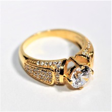 SILVER GOLD PLATED AD RING, Main Stone : Zircon