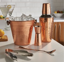 Stainless Steel Hammered Copper Bar Set