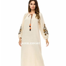 Long Sleeve Summer Embroidery Maxi Dress, Technics : Embroidered