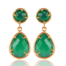 Green Onyx Gemstone Brass Drop Earring, Occasion : Anniversary, Engagement, Gift, Party, Wedding