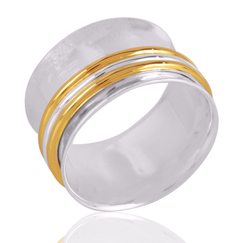 Sterling Silver Two Tone Meditation Spinner Rings
