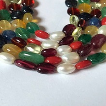 Oval Nine Precious Gemstone Beads, Color : Multi colored