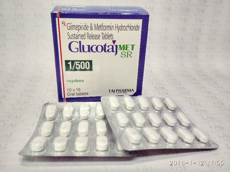 Glimepiride Metformin Hydrochloride 500mg Tablets (Glucotaj 1/500)