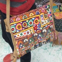 Handmade Clutch Bag with leather, for Daily, Style : Bohemian