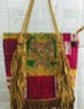 Leather Embroidery Fringies Bag