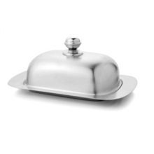 Square design with flat lid stainless steel butter dish