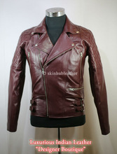 biker leather jacket maroon