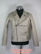 biker leather jacket taupe