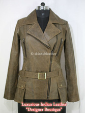 sheep leather double breasted coat