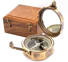 Antique heavy Brunton compass with box