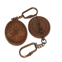 Antique Sundial Pocket brass key chain