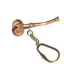 Brass and copper whistle key chain