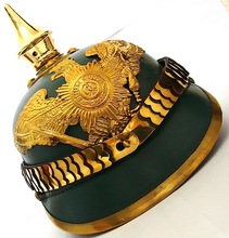 Green German big eagle badge Pickelhaube Leather helmet