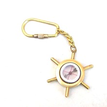 Nautical pocket wheel compass key chain