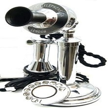 Metal silver candlestick telephones