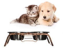 Rounded Stainless Steel Double Raised Dog Bowl