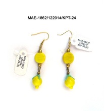 Glass Bead Yellow Color Earring, Occasion : Anniversary, Engagement, Gift, Party, Wedding
