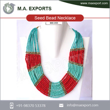 Glass Multilayer Boho Beads Necklace, Color : Customized